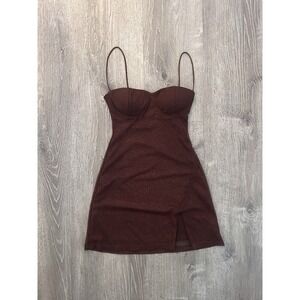Brown Glitter Shorts Dress Xs Women's Party Dress Cocktail Dress Size XS STRECH